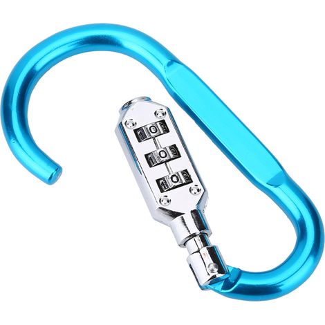 Cadenas à combinaison bleu pour sac de voyage ou bagage, mousqueton de sécurité (1/5)