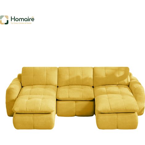 Sofa mit Modulen aus gelbem Chenille mit Armlehnen en Polyester 264 x 160 x 68 cm HOMAIRE (1/5)