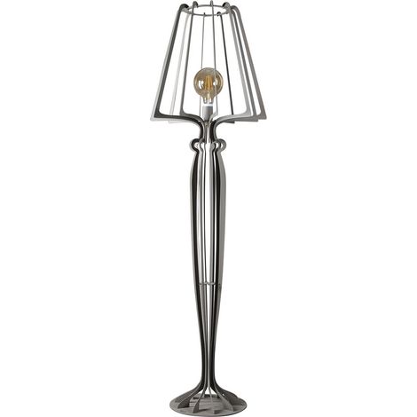 Lampada da terra Minerva Ø38x166 cm in ferro stile reticolato Design moderno con interruttore a pedale Attacco E27 Made in Italy Fango