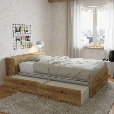 Letto una piazza e mezza 120x190 con contenitore - Ideale per camerette - Quercia