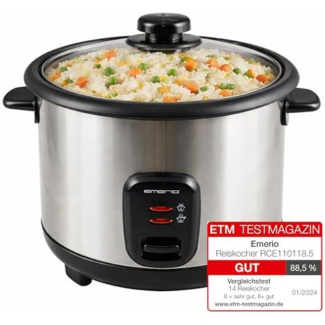 Emerio RCE-110118 Arrocera 1,5 L negro acero inoxidable