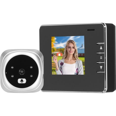 Sonnette vidéo numérique 2,8 pouces avec éclairage LED et compatible avec carte mémoire 32 Go (argenté) (1/5)