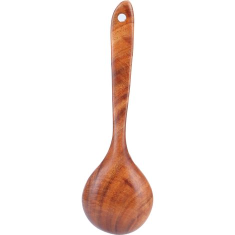 Hitzebeständiger Holzlöffel für Suppen, Eintöpfe und zum Kochen, langer Griff, Küchenutensil für Zuhause (1/5)