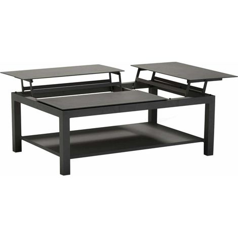 PROLOISIRS Table basse BUTTERFLY élévatrice - 120 x 80 x 42/54 cm - Aluminium époxy - Graphite