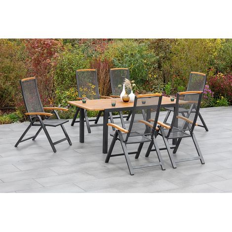 Tilos Set 7tlg 6 Klappsessel 1 Ausziehtisch 150/200x90cm