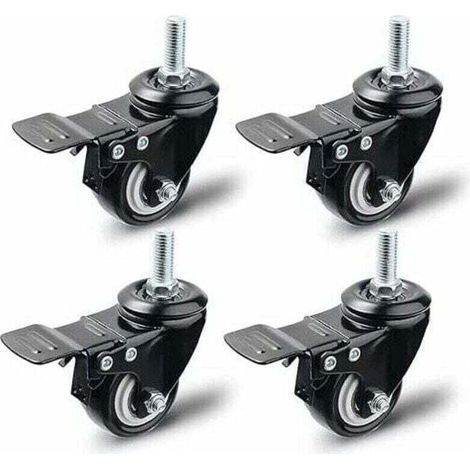 Roulette Pivotante avec Frein 50 mm, XU, Set 4 Roulettes pour Meubles, Roulettes Pivotantes Roues, Charge Maximale 200KG Noir (Noir) - KZQ (1/4)