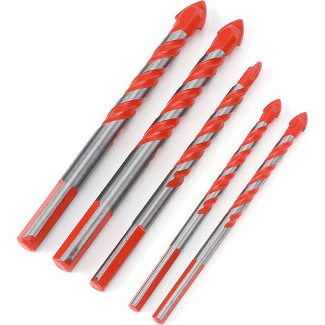 Ensemble de 5 forets de centrage pour carreaux de céramique, forets pour trous muraux (6 mm, 6 mm, 8 mm, 10 mm, 12 mm) (1/5)
