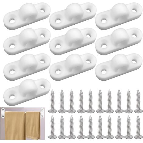 10 Pcs Plastic Awning Mounting Brackets, Awning Mounting Bar Brackets, White Canopy Mounting Pole Brackets, with 20 Screws for Camper Van and Caravan (1/5)