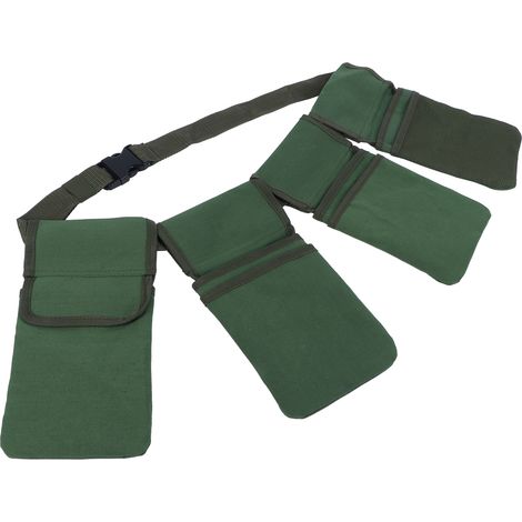 Gartenwerkzeuggürtel mit 4 Taschen, Aufbewahrungstasche, Gartenwerkzeugkoffer, praktischer Organizer. (1/5)