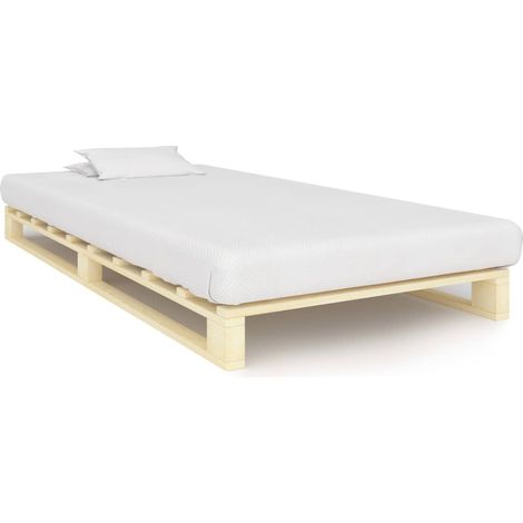 Cadre de lit de palette sans matelas bois massif pin 100x200 cm (1/5)