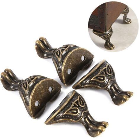 4 pcs boîte à Bijoux en Laiton Antique boîte à Bijoux Cas en Bois Pieds décoratifs Pieds Coffre Coin Protecteur (1/5)