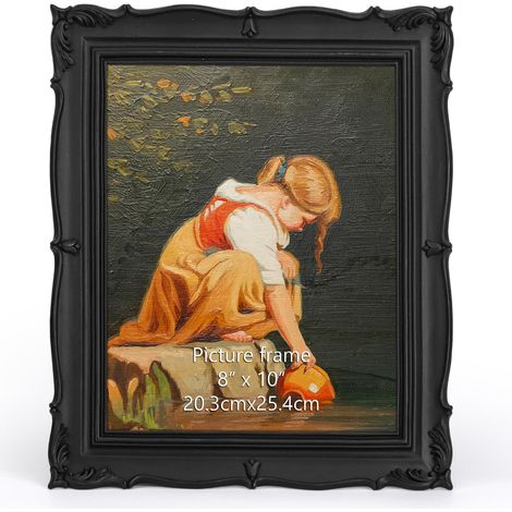 Cadre photo vintage noir de 20,3 x 25,4 cm, cadre photo orné de 12,7 x 17,8 cm avec passe-partout ou cadre photo de 20,3 x 25,4 cm sans passe-partout, décoration antique pour table (1/5)