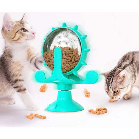 Distributeur de nourriture pour chat en forme de plateau tournant — Gamelle ludique à alimentation lente — Jouet interactif avec friandises pour lutter contre l'ennui (1/5)