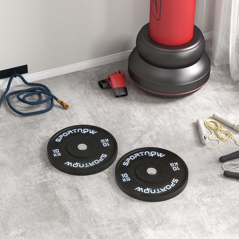 Ensemble 2 disques sport 10 kg barre haltères fixation 5 cm Ø noirs (1/4)