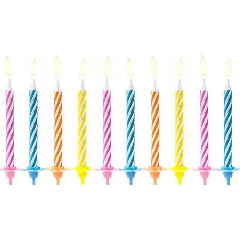 Bougies d'anniversaire assorties, 6 cm (1/2)