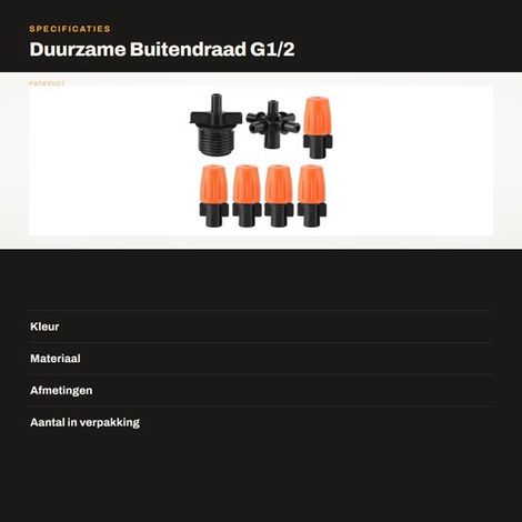 Dailygoods, Aspersor duradero con rosca macho, Boquilla de niebla ajustable, Interfaz G1/2, Cinco salidas, Fácil instalación (1/5)