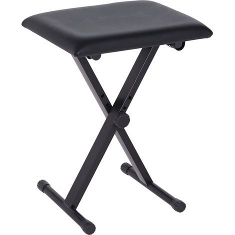 Tabouret piano pliable, banc piano réglable en hauteur de 37 à 47 cm, siège rembourré en PU et pieds en métal antidérapants, charge 100 kg, noir (1/5)