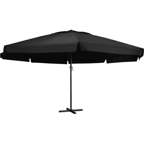 Parasol d'extérieur - Parasol de Jardin Parasol de balcon et mât en aluminium 500 cm Noir BV137091 - BonneVie (1/5)