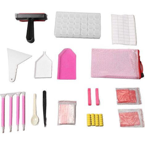 Kit complet de 69 outils pour la peinture strass, avec boîte de rangement à 28 compartiments. (1/4)