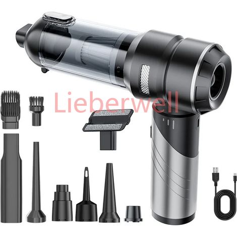 Aspirateur de voiture haute puissance, portable, sans fil, avec moteur sans balais, machine de nettoyage puissante, souffleur d'air pour appareils ménagers,black silver