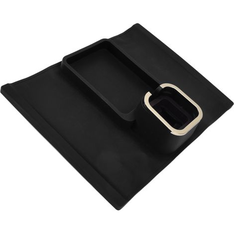 Porte-gobelet pour accoudoir de canapé, plateau en silicone avec 4 tubes en fer à la base, pour salon ou balcon, noir. (1/5)