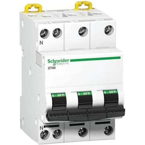 Schneider Electric – Disjoncteur bipolaire 3P+N 20A courbe C 4500A – Protection thermique-magnétique – Installation sur rail DIN – Pour distribution électrique