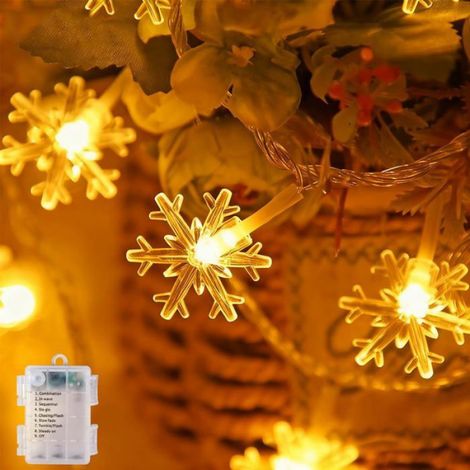 Guirlande Lumineuse, 6M - 40 Lumières LED, IP65 Étanche, 8 Modes, Guirlande Lumineuse Flocon de Neige, Adaptée aux Décorations (1/5)