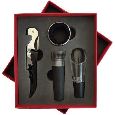 Coffret ouvre-bouteille à vin, ouvre-bouteille manuel pour vin rouge avec étui classique, tire-bouchon, ensemble comprenant tire-bouchon, coupe-capsule, bouchon et verseur. (1/5)