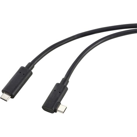 Renkforce fibre de verre Câble USB-C USB 3.2 Gen2 USB-C® mâle coudé d'un côté 10.00 m noir RF-5625884 C950152 (1/4)