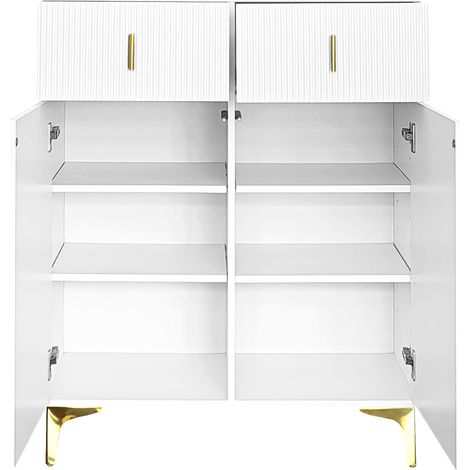 Conjunto de recibidor con zapatero, banco acolchado y perchero de pared blanco MODENUIT (1/5)