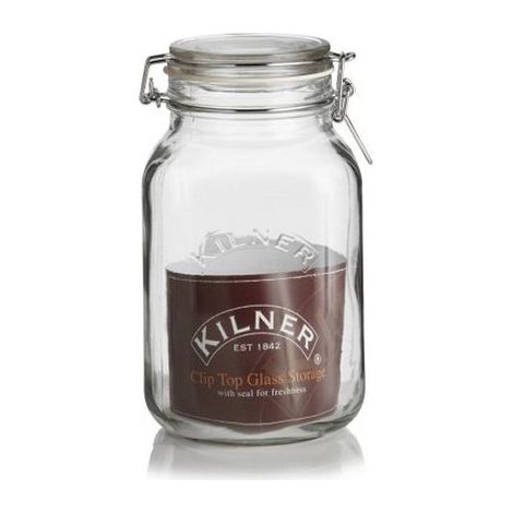 Kilner Clip Top Glass - Square Storage Jar - 2 Litre