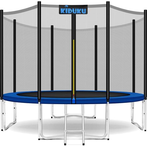 KIDUKU Trampolino, Tappeto Elastico per Giardino Ø 244 cm Set Completo con Rete di Sicurezza, Scaletta, Copertura, Ancoraggi e Accessori Trampolino Elastico per Bambini