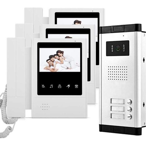 4,3 pouces câblé vidéo téléphone de porte sonnerie intercom Sytem kit 700TVL IR caméra de vision nocturne + 3 moniteur intérieur pour la maison / appartements