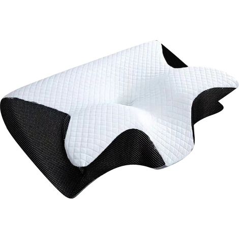 Oreiller cervical viscoélastique, oreiller orthopédique ergonomique 2 en 1 pour soulager les douleurs cervicales, oreiller de soutien profilé, 1 pièce, noir-AquaForge (1/3)