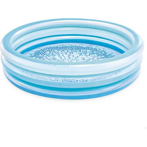 Piscine Gonflable Blue Biss, Ø147 x 33 cm, 330 l, Design avec Sol imprimé, Trois Anneaux Bleus translucides, Vinyle résistant, pour Enfants à partir de 2 Ans (1/4)
