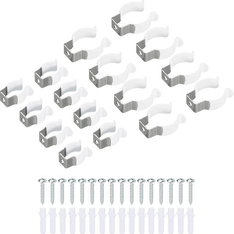 T5 T8 U Clips Support Console pour LED Lumière Ampoule Montage Console Support Inox Acier Fluorescent Tube Support Vis Tuyau Pinces, Blanc Paquet de 16 (1/5)