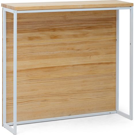 Mostrador iCub 120x30x110cm Blanco en madera maciza de pino acabado natural estilo nórdico industrial Box Furniture
