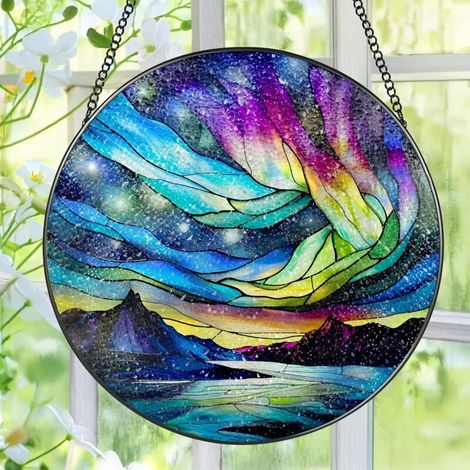 Attrape-soleil vitrail à suspendre décoratif, décoration murale intérieure, idée cadeau Noël crémaillère, diamètre : 9 cm (1/4)