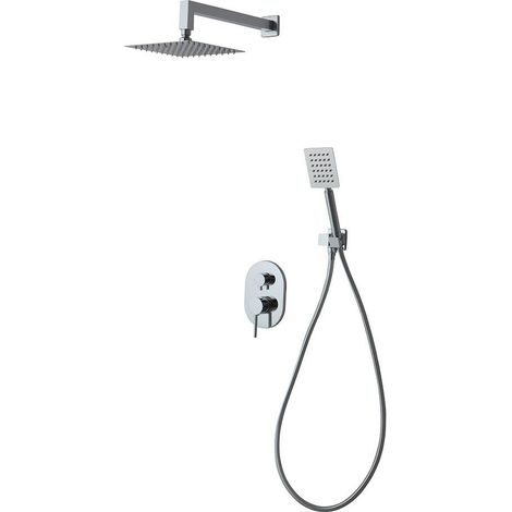 Kit con soffione, manopola doccia, presa acqua, rubinetto cromato 6pz