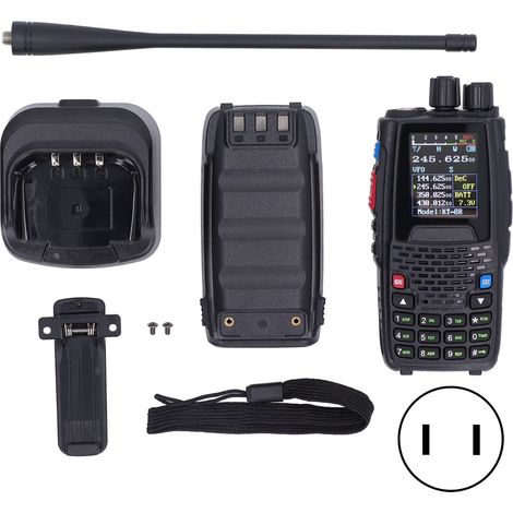 Talkie-walkie UV sans fil quadribande, écran couleur 4W portable, émetteur-récepteur FM, prise US 100-240V (1/5)