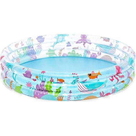 Bardusch-Pataugeoire Gonflable pour Enfants Trois Anneaux Deep Dive - 152 cm x 152 cm x 30 cm - Multicolore (1/4)