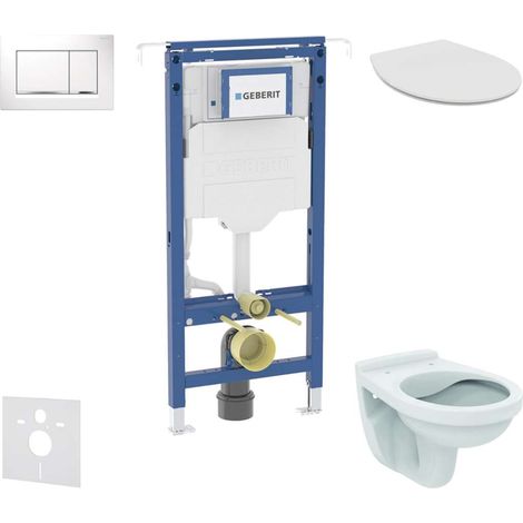 Geberit Duofix - Set Vorwandelement, Alpha-WC mit Sitz und Sigma20-Betätigungsplatte, weiß/Chrom SANI11CD3118