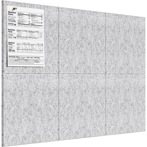 6 tableaux d'affichage carrés avec punaises, blocs-notes et carreaux muraux en feutre autocollants pour la décoration de l'école et du bureau (gris) (1/5)