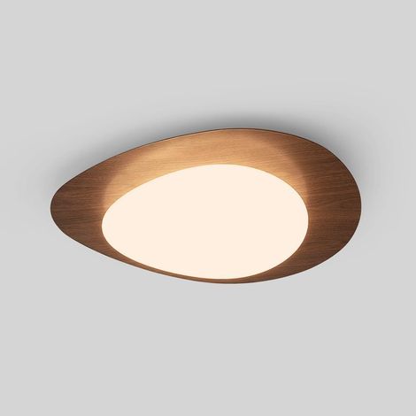 Plafonnier LED en noyer de 60 cm, 56 W, 3 couleurs, intensité variable, style nordique pour chambre à coucher