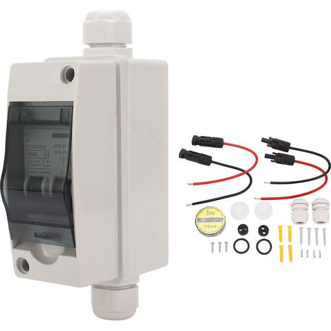 Disjoncteur photovoltaïque BAOYI 16A, bipolaire 12-400V DC / 90-400V AC, boîtier étanche IP65 pour extérieur, rail DIN, protection solaire, coffret de distribution miniature. (1/5)