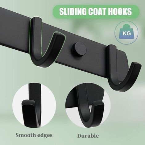 Wandgarderobe aus Kohlenstoffstahl – 5 Haken – Maximale Traglast 15 kg – Rostfrei für Badezimmer und Eingangsbereich (1/4)