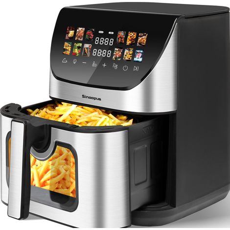 Friteuse sans huile XXL 8,5 L avec hublot, écran tactile couleur, 12 programmes, noire OKMYHOME (1/5)