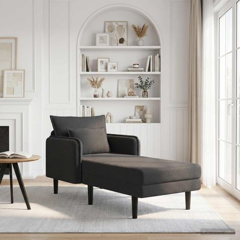vidaXL Chaise longue de gran tamaño Gris oscuro Bouclé (1/5)