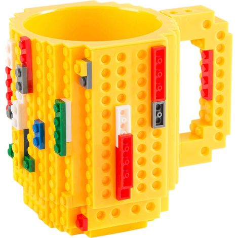 Build on Brick Mug Tasse à café en Briques - Tasse en Briques de Construction Tasse à café 350ml (Jaune)