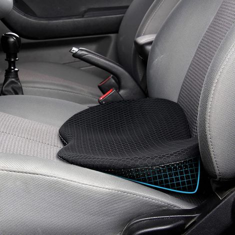Cuscino per sedile auto in memory foam, cuscino per sedile conducente, cuscino per coccige, correttore posturale, accessori per lunghi viaggi in auto (nero)